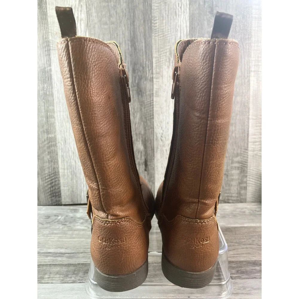 OshKosh Bgosh Lumi Toddler Girls Brown Pebbled Riding Boots Size 9M OF23R02H